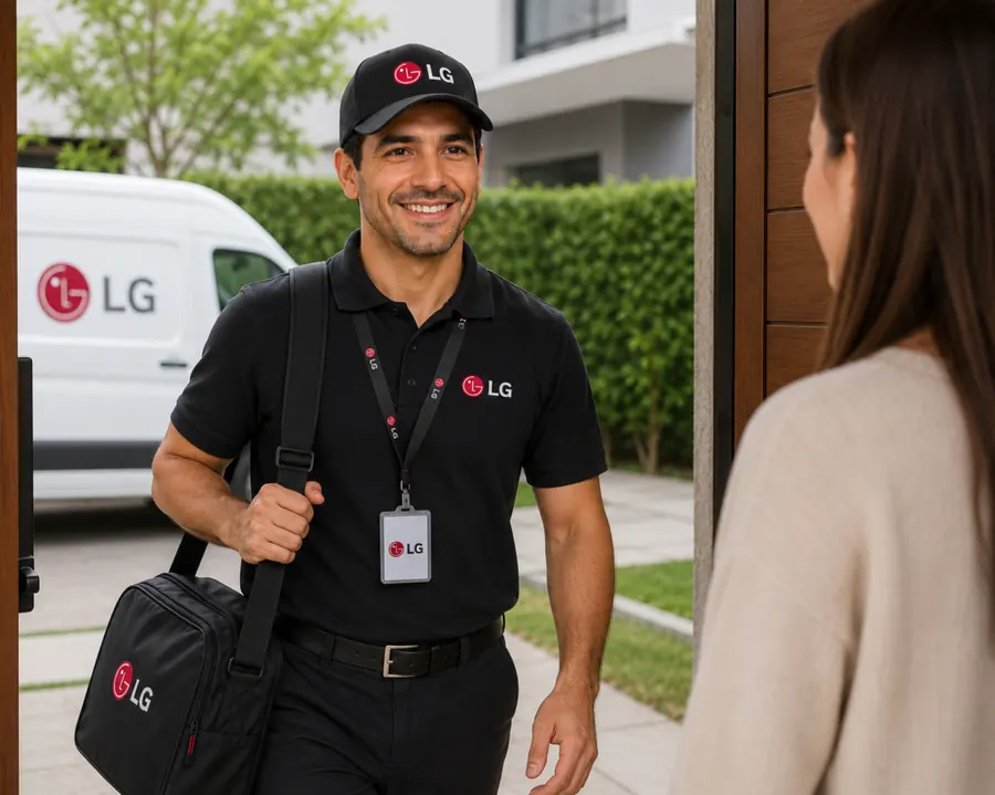 Técnico haciendo diagnóstico de un equipo LG